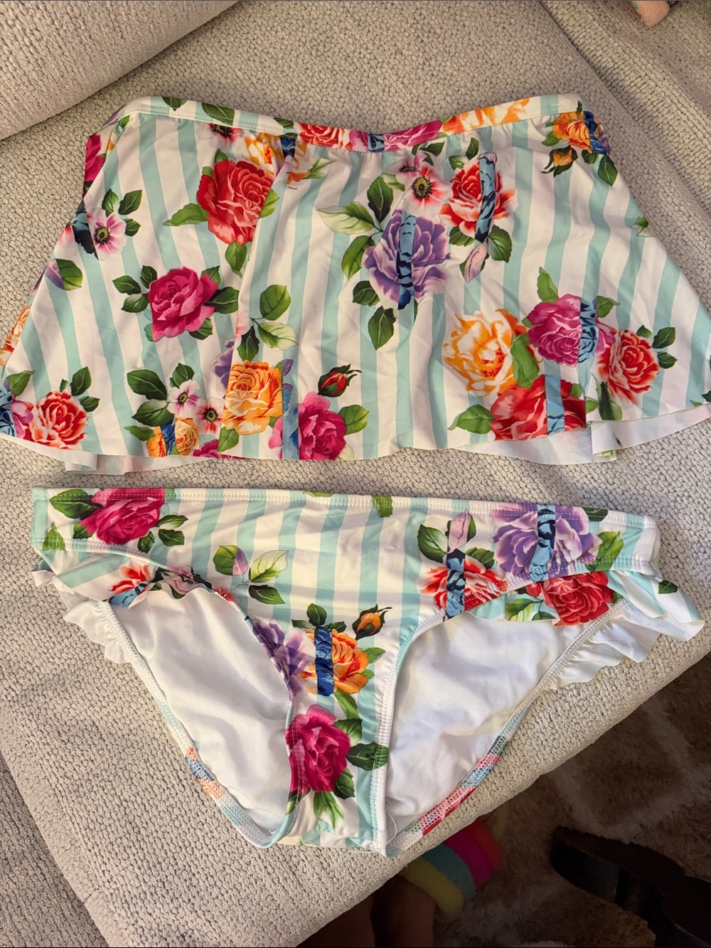 Gianni Bini Striped Floral Two-Piece Bikini Set